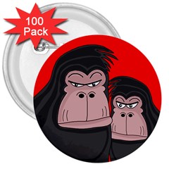Gorillas 3  Buttons (100 Pack)  by Valentinaart