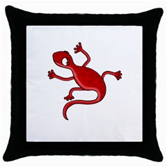 Red lizard Throw Pillow Case (Black)