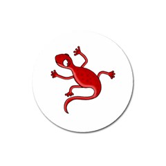 Red lizard Magnet 3  (Round)