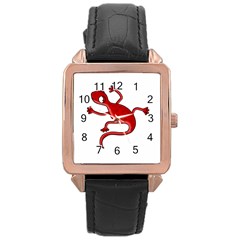 Red Lizard Rose Gold Leather Watch  by Valentinaart