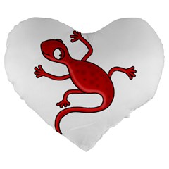 Red lizard Large 19  Premium Flano Heart Shape Cushions