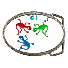 Colorful Lizards Belt Buckles by Valentinaart