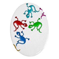 Colorful Lizards Oval Ornament (two Sides) by Valentinaart