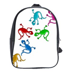 Colorful Lizards School Bags(large)  by Valentinaart