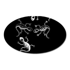 Black And White Lizards Oval Magnet by Valentinaart