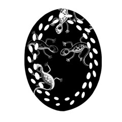 Black And White Lizards Oval Filigree Ornament (2-side)  by Valentinaart