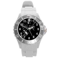 Black And White Lizards Round Plastic Sport Watch (l) by Valentinaart