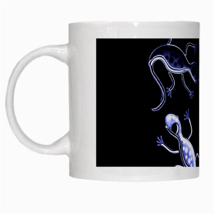 Blue decorative artistic lizards White Mugs