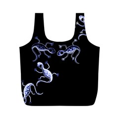 Blue Decorative Artistic Lizards Full Print Recycle Bags (m) 