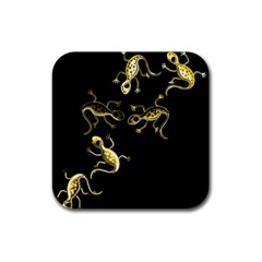 Yellow Lizards Rubber Square Coaster (4 Pack)  by Valentinaart