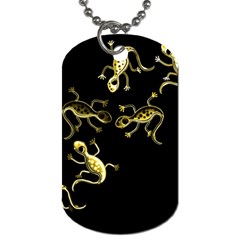 Yellow Lizards Dog Tag (two Sides) by Valentinaart