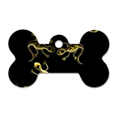 Yellow Lizards Dog Tag Bone (two Sides)