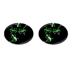 Green Lizards Cufflinks (oval) by Valentinaart