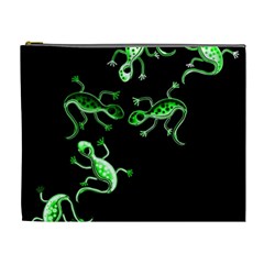 Green Lizards Cosmetic Bag (xl) by Valentinaart