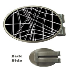 Black And White Warped Lines Money Clips (oval)  by Valentinaart