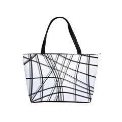 White And Black Warped Lines Shoulder Handbags by Valentinaart