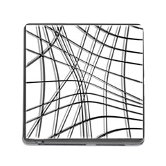 White And Black Warped Lines Memory Card Reader (square) by Valentinaart