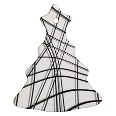 White And Black Warped Lines Christmas Tree Ornament (2 Sides) by Valentinaart