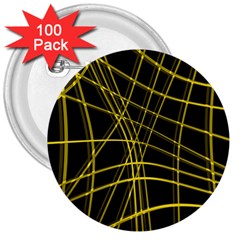 Yellow Abstract Warped Lines 3  Buttons (100 Pack)  by Valentinaart