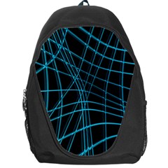 Cyan And Black Warped Lines Backpack Bag by Valentinaart