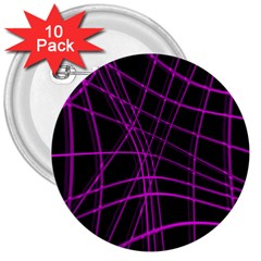 Purple And Black Warped Lines 3  Buttons (10 Pack)  by Valentinaart