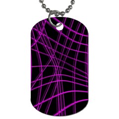 Purple And Black Warped Lines Dog Tag (two Sides) by Valentinaart