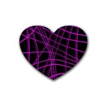 Purple and black warped lines Heart Coaster (4 pack)  Front