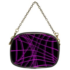 Purple And Black Warped Lines Chain Purses (one Side)  by Valentinaart