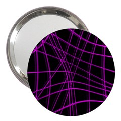 Purple And Black Warped Lines 3  Handbag Mirrors by Valentinaart