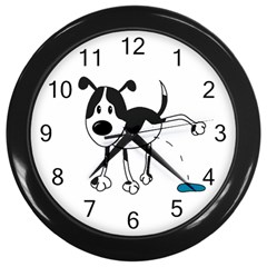 My Cute Dog Wall Clocks (black) by Valentinaart