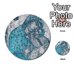 Mother Mary And Infant Jesus Christ  Blue Portrait Old Vintage Drawing Multi-purpose Cards (Round) 