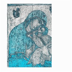 Mother Mary And Infant Jesus Christ  Blue Portrait Old Vintage Drawing Large Garden Flag (Two Sides)