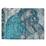 Mother Mary And Infant Jesus Christ  Blue Portrait Old Vintage Drawing Cosmetic Bag (XXL)  Front