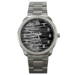 I Love Black And White Sport Metal Watch by Valentinaart