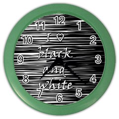 I Love Black And White Color Wall Clocks by Valentinaart