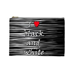 I Love Black And White 2 Cosmetic Bag (large)  by Valentinaart