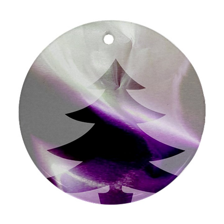 Purple Christmas Tree Round Ornament (Two Sides) 