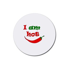 I Am Hot  Rubber Round Coaster (4 Pack)  by Valentinaart