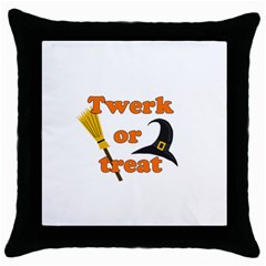 Twerk Or Treat - Funny Halloween Design Throw Pillow Case (black) by Valentinaart