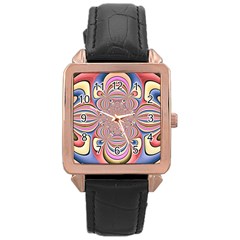 Pastel Shades Ornamental Flower Rose Gold Leather Watch  by designworld65