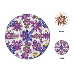 Stylized Floral Ornate Pattern Playing Cards (Round) 