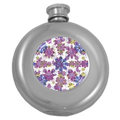 Stylized Floral Ornate Pattern Round Hip Flask (5 oz)