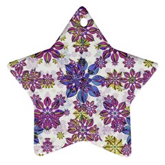 Stylized Floral Ornate Pattern Star Ornament (Two Sides) 