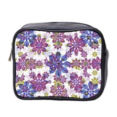 Stylized Floral Ornate Pattern Mini Toiletries Bag 2-Side