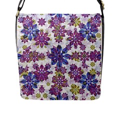 Stylized Floral Ornate Pattern Flap Messenger Bag (L) 