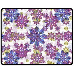 Stylized Floral Ornate Pattern Double Sided Fleece Blanket (Medium) 