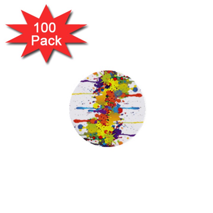 Crazy Multicolored Double Running Splashes 1  Mini Buttons (100 pack) 