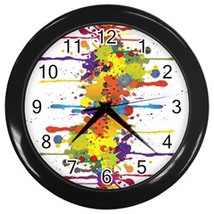 Crazy Multicolored Double Running Splashes Wall Clocks (black)