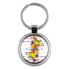 Crazy Multicolored Double Running Splashes Key Chains (round)  by EDDArt