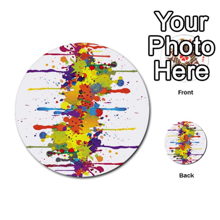 Crazy Multicolored Double Running Splashes Multi-purpose Cards (Round) 